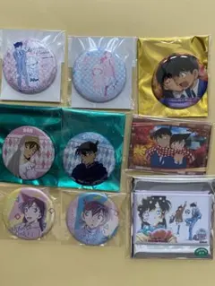 名探偵コナン 缶バッジ 工藤新一 毛利蘭 30周年 コナンカフェ 北栄町 9点