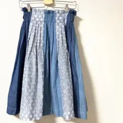ガリャルダガランテ 膝丈フレアスカート デニム 異素材 洗える