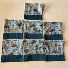 ハンドメイド　コースター　７枚　犬柄　 リバティ生地使用