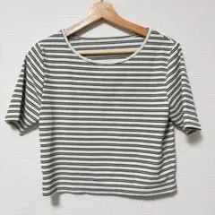 【SELECT MOCA】ランダム リブ 細目 ボーダー 半袖 Tシャツ Fのサムネイル