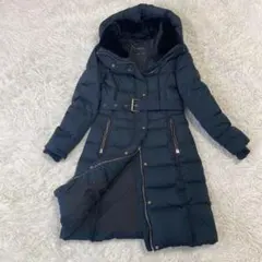 ZARA BASIC ダウンコート　フェザー　ベルト　ボア付　ロング　黒　S