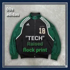 00s adidas トラックジャケット ジャージ 刺繍 緑 黒 O XLテック