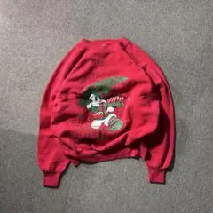 80s 90s USA製 クリスマスツリー サンタ ラグラン スウェット ベアー