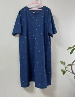 新品　セルフサービス　デニム　小花柄　半袖ワンピース　ゆったりのサムネイル