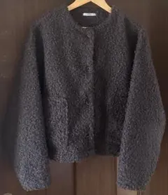 限定値下げ 田中里奈さんコラボ プードルボアジャケット 濃灰 LL