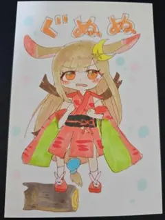 超かぐや姫 かぐや 手描きイラスト ファンアート チェキサイズ - メルカリ