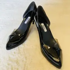 【24cm】O'RIC オーリック　パンプス　エナメル　黒 ポインテッドトゥ