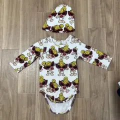 【美品】ヒスミニ/ベビーロンパース＆帽子セット60-70cm