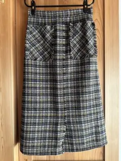 コムサイズム黄色チェックスカート9号サイズ