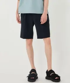 Quick dryリネンライクショートパンツ　ネイビーのサムネイル