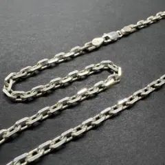 925刻印 ヴィンテージシルバーネックレス 幅約4mm あずきチェーン 50cm