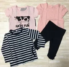 90サイズ女の子こども服4点セット☆Ｔシャツ 長袖カットソーhushush