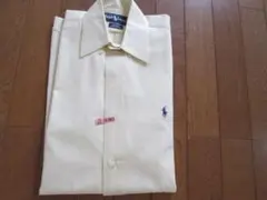 ポロラルフローレンイエローボタンダウン 長袖胸に黒ワンポイント綿100％ M表示