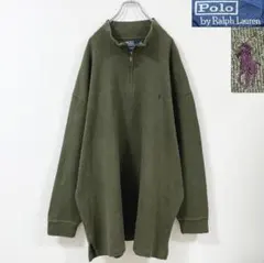 7XL相当　90s　ラルフローレン　超BIG　ポニー刺繍　ハーフジップスウェット