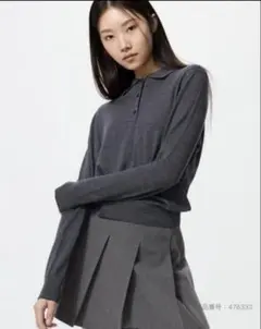 新品未使用 タグ付き ユニクロ　メリノポロセーター XLサイズ 07グレー