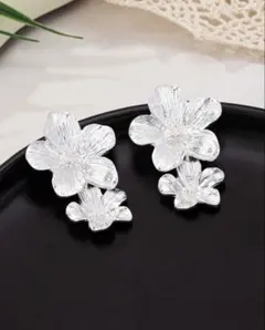 シルバーフラワーピアス 結婚式ピアス ブライダルピアス