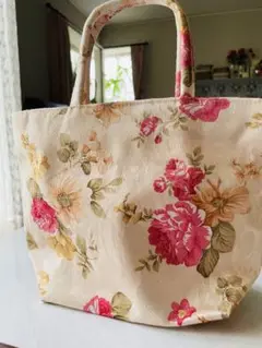 新品未使用　ハンドメイド　花柄ミニトートバッグ　裏地付き
