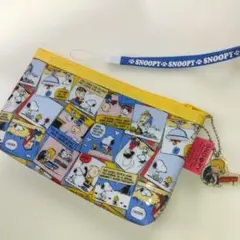 スヌーピー コミック柄ビニールポーチ キーホルダー＆ストラップ付き