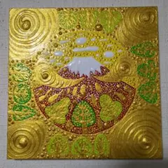 せとちはやさん専用　抽象画　テクスチャーアート　赤富士　格言アート