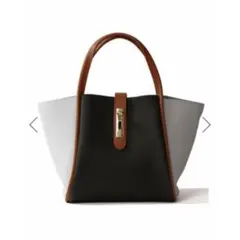 値下げ♡GRL 配色レザートートバッグ 黒 ショルダーバッグ ポーチ 2way