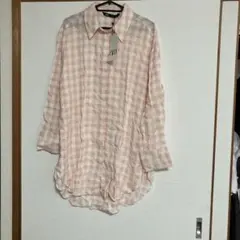 新品　ZARA ピンク・ホワイト チェックシャツ オーバーサイズ　XS