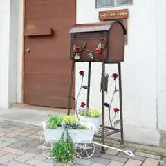 ポスト 郵便受け ガーデンポスト メールボックス ローズ 横型 ブラウン