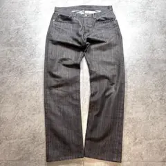 00s【HIGH STREET】シルバーストラップパンツ/レザー Y2K 縦縞◎