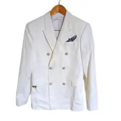 ZARA ホワイト ダブルブレスト スプリングジャケット 刺繍　テーラー