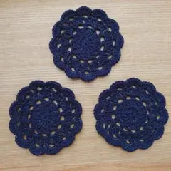 No.129 お花モチーフのコースター【Ｂ】３枚