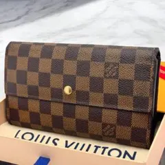 美品　ルイヴィトン　ダミエ・エベヌ　インターナショナル　三つ折り財布　財布