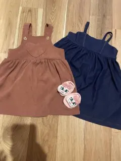 ベビー服 ワンピース 靴下　3点セット ピンク色と紺色　ドキンちゃん　靴下