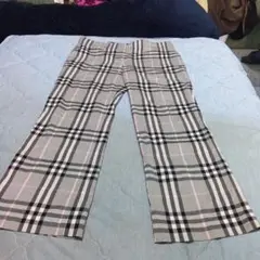 BURBERRYチェック柄ストレートパンツ グレー ピンク