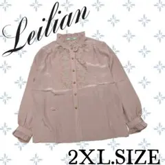 e73〚Leilian レリアン〛長袖 ブラウス ピンク 装飾金ボタン　13号のサムネイル