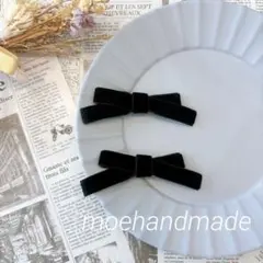 ｟再販｠ブラック ベビーキッズリボン ヘアクリップ 2点セットフォーマル 144