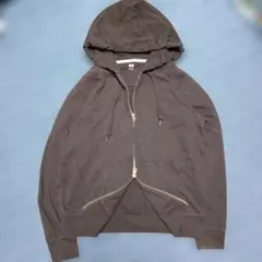 00s OLD UNIQLO ダブルジップ 　パーカー ブラック y2k短丈