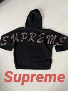 レア】Supreme パネル切替 フーディー パープル 刺繍ロゴ パーカー 