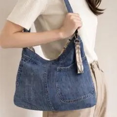 デニムリメイクショルダーバッグ インディゴブルー