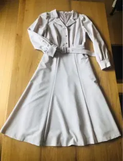 美品　プロポーションボディドレッシング　パール釦オープンカラーシャツワンピース