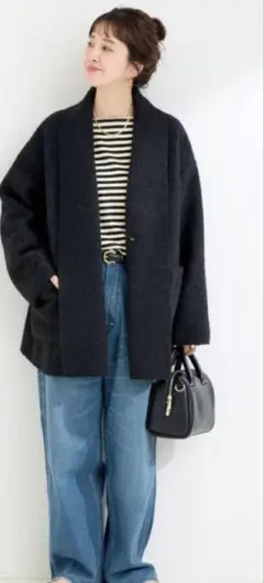 ブラック ノーカラージャケット