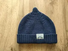 ネイビー 編み込みニット帽 16cm x 19cm