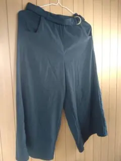 ダークグリーン ガウチョパンツ リング付きウエスト