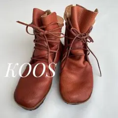 KOOS コース　レースアップ　ショートブーツ　キャメル　レザー