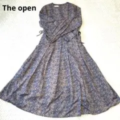 THE OPEN 長袖花柄ロングワンピース