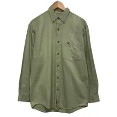 Eddie Bauer エディーバウアー　長袖BDシャツ　刺繍ロゴ　グリーン
