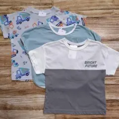新品 未使用 はたらく車 配色 英字プリント 半袖 Tシャツ 男の子 95 3枚のサムネイル
