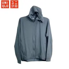 送無■程度良好美品【ユニクロ】ドライEXUVカットフルジップパーカ 男性 グレー