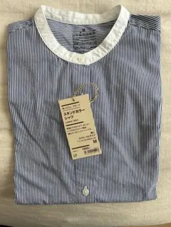 新品タグ付★無印良品★洗いざらしブロードスタンドカラーシャツ★M