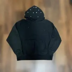 blank hoodie Y2K punk ビジュー付きブラックパーカー