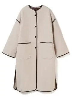 ライナー付きパイピングノーカラーコート