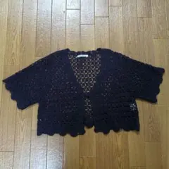 【ehka sopo by sm2】ネイビー レース編みカーディガン